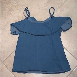 Blue Off Shoulder Blouse